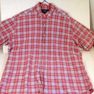 Ralph Lauren Short Sleeve Button Down Shirt Blake Plaid Men Size Large
